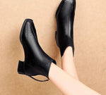 Ankle Boots, Square Toe, Zipper Closure, Square Heels Comfortable Pu Leather Boots 78