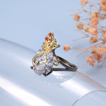 Gun Black Color Retro Butterfly Insect Grasping Cubic Zirconia Ring R31