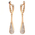 Rose Gold Color Cubic Zirconia Drop Latch Back Earrings E3