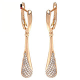 Rose Gold Color Cubic Zirconia Drop Latch Back Earrings E3