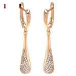 Rose Gold Color Cubic Zirconia Drop Latch Back Earrings E3