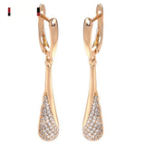 Rose Gold Color Cubic Zirconia Drop Latch Back Earrings E3