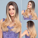 Female Long Stylish Long Brown Blonde Synthetic Wigs (04)