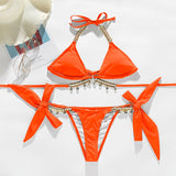 Women's diamond bikini push up halter swimsuit