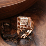 Gold Color Unique Hollow Diamond Pattern Ring R21