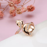 Rose Gold Color Flower with Cubic Zirconia Ring R26