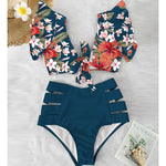 Flora V-Neck High-Waisted Two Piece Swimsuit