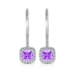 Silver Statement Cushion Cut Cubic Zirconia Hook Earrings E37