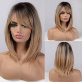 Medium Wavy and Straight Various Colors Synthetic Wigs (37)