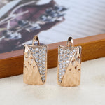 Rose Gold Color Cubic Zirconia Patterned Latch Back Earrings E26