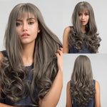 Long Multi Colored Water Wave Synthetic Wigs with Bangs (36)