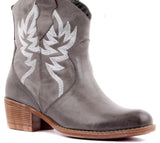 Ankle High, round toe, Embroidered Flame PU Leather Boots 98