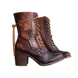 PU Leather Lace-up Ankle High Heel Boots 20