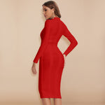 Sexy Keyholes Turtleneck, Long Sleeve Party Bandage Bodycon Dress 140