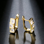 Gold & Silver Color Square Cubic Latch Back Lock Earrings E29