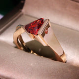 Rose Gold Color Red Champagne Triangular Cut Cubic Zirconia Geometric Rings R60