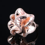 Garden Rose Of Rose Gold Color With Cubic Zirconia On Periphery Of Petals Ring R8