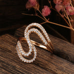 Rose Gold Color Geometric  S-Wave Cubic Zirconia Rings R17