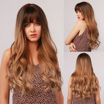 Long Multi Colored Water Wave Synthetic Wigs with Bangs (36)