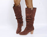 Calf High High Heel, Pointy Toe, Slouch Long Faux Suede Boots 59