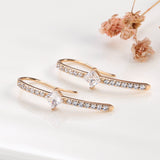 Rose Gold Color Blue & Colorless Cubic Zirconia  Hook Earrings E36