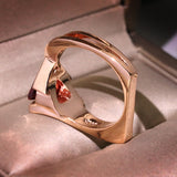 Rose Gold Color Red Champagne Triangular Cut Cubic Zirconia Geometric Rings R60