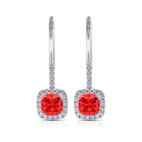 Silver Statement Cushion Cut Cubic Zirconia Hook Earrings E37