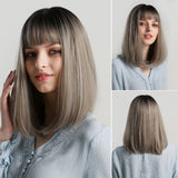 Short Straight Bob Various Colors Synthetic Wig with Bangs (45)