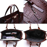 (43) Patent Leather Crocodile Style PU Leather Crossbody Shoulder Hand Bags for Women