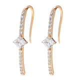 Rose Gold Color Blue & Colorless Cubic Zirconia  Hook Earrings E36