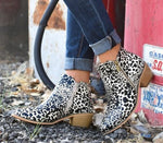 Fashion Dalmatian, Leopard Pattern, Silver & Black, PU Leather Broad Pointed Toe, Zipper Closure Boots 13