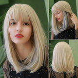 Long Multi Colored Synthetic Wig with Bangs (34)