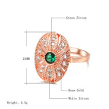 Rose Gold Color Hollow Oval Plate With Cubic Zirconia Ring R25