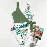 Sexy Patchwork Print One Piece Swimsuit