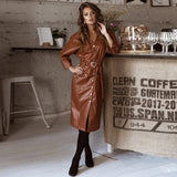 Pu Leather V-neck  Midi Dress 84