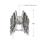 Silver Color Imitation Moonstone Angel Wings Ring R24