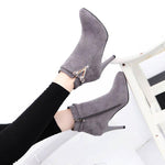 Stiletto High Heels with Zipper Closure Style & Choice of Flock or PU Leather Sexy Boots 82