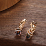 Rose Gold Color Multi Colored Pear Cubic Zirconia Latch Back Earrings E23