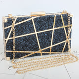 Metal Evening Geometric Hollow Pattern Gold Sequin Clutch Bag/Purse 17