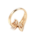 Rose Gold Color Flared Curve Cubic Zirconia Ring R14