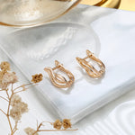 Rose Gold Color Hollow Glossy Flame Shape Latch Back Earring E5