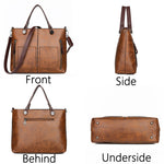 (27) Woman's Brand Vintage PU Leather Large Capacity Double Pocket Bag Casual Shoulder Bags