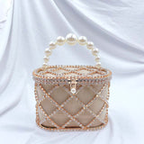 Luxury Hollow Out Wedding Clutch Purse Pearl Hander 01