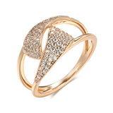 Rose Gold Ring Geometry Wedges With Cubic Zirconia Ring R12