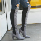 Fashion Knee High Boots Flock Slim Boots 76