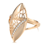 Rose Gold Color Hollowed Out Marquise Shape with Cubic Zirconia Ring