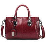 19) Woman's Vintage Oil Wax PU leather luxury Design handbags