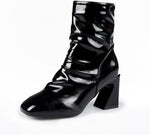 Pleated Sexy High Heels PU Leather Fashion Boots 01