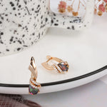 Rose Gold Color Multi Colored Pear Cubic Zirconia Latch Back Earrings E23