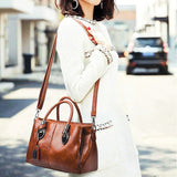 19) Woman's Vintage Oil Wax PU leather luxury Design handbags